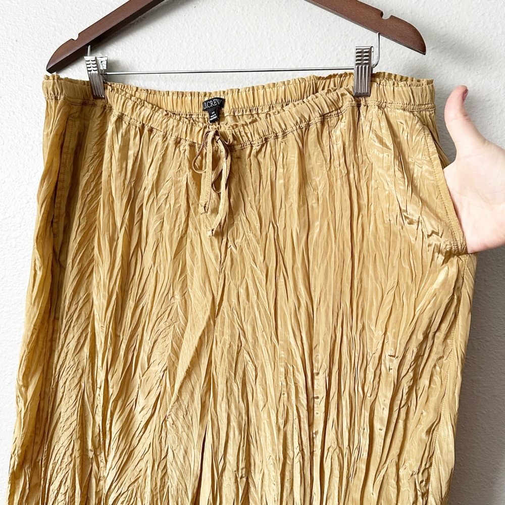 J. Crew New Soleil Gold Metallic Crinkle Pull-on Pants women's size XXL NEW - Picture 3 of 11